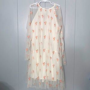 Stella McCartney Kids Girl’s White Tulle Embroidered Flamingo Dress Size 12 NWT